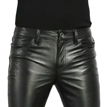Choice PU-Lederhose für Herren, modisch, Rock-Stil, Nachtclub, Tanzhose, Herren-Kunstleder, schmale Passform