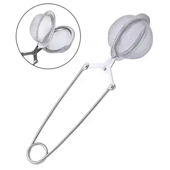 Wiederverwendbare Stahl Tee-ei Kugel Mesh Teesieb Küche Griff Filter Gewürz Gadget Diffusor Anti-verbrühen
