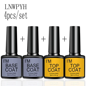 Top Coat Und Basislack Klar Gel Nagellack Kit Semi Permanent Nail art Maniküre Soak Off LED UV Gel (4 Stück)