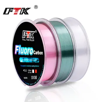 FTK 100M Fluorkohlenstoff Beschichtung Angelschnur 4,13 LB-34,32 LB Carbon Faser Monofilament Vorfach Linie