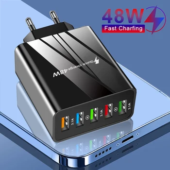 48 W USB Ladegerät Schnell Ladung QC 3,0 Wand Ladegerät Adapter Für iPhone 14 13 Samsung Xiaomi Handy