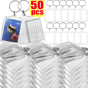 Transparenter Fotorahmen Schlüsselanhänger Quasten Snap-In Custom Insert Foto Acryl leerer Schlüsselanhänger