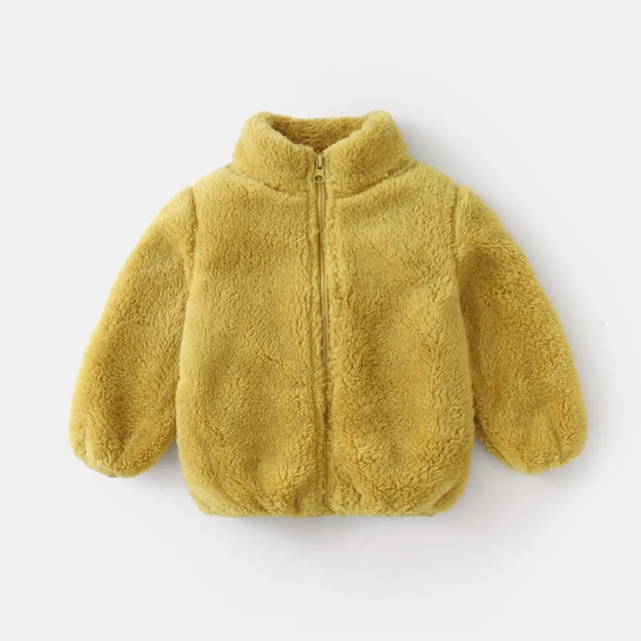 Einfarbig Mode Kinder Plüsch Mantel Herbst Winter Warme Baby – Bild 4