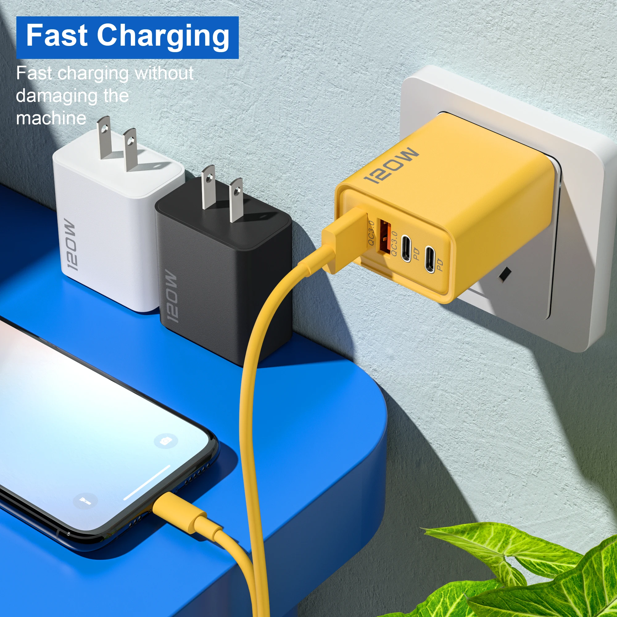 USB-Ladegerät 120 W mit 4 Ports, USB-C PD und QC 3.0 – Bild 4