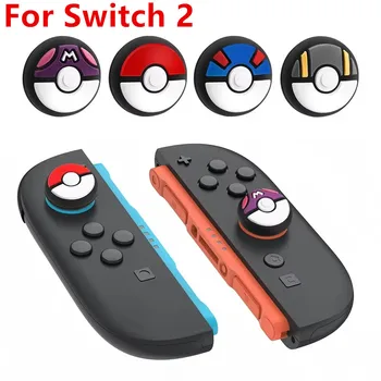 Niedliche Poke Ball Stick-Griffkappen Joystick für Nintendo Switch 2 (2025) Controller (4 Stück)