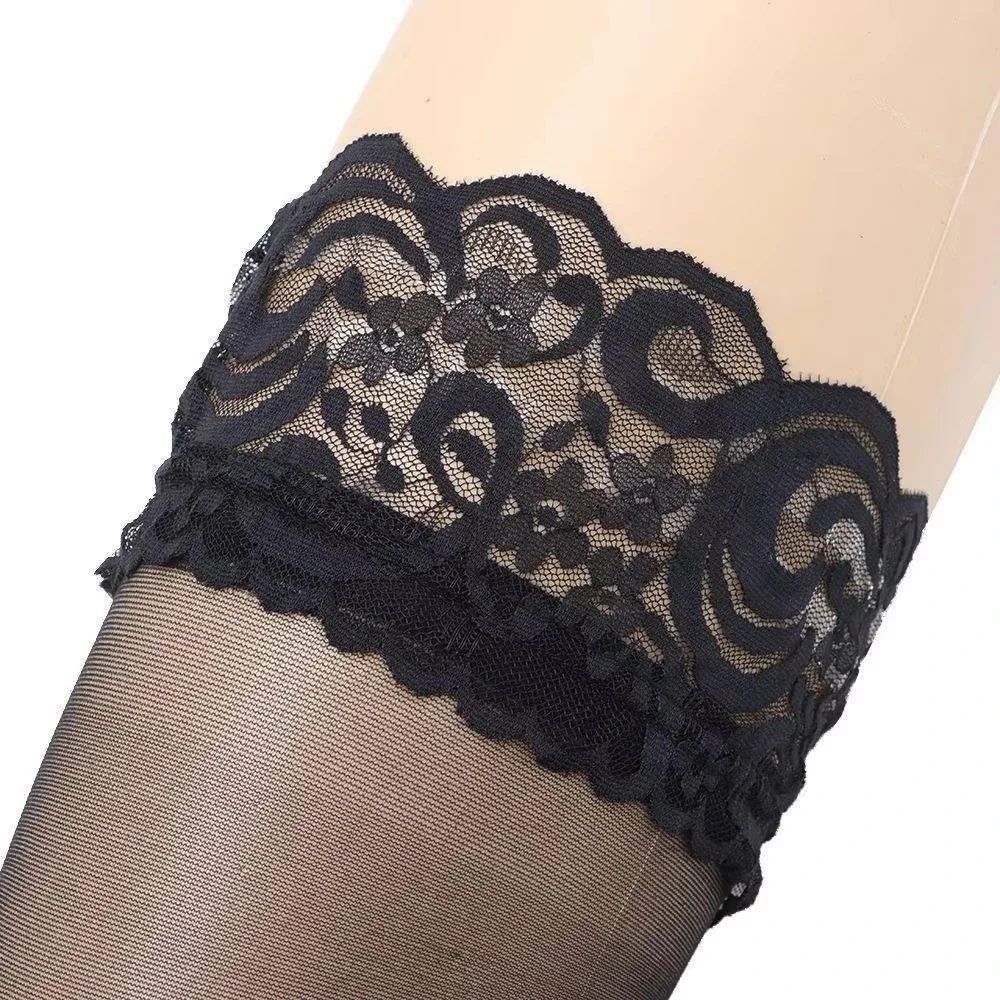 Frauen Blume Transparent Seide Strumpf Weibliche Weiß Sexy – Bild 4