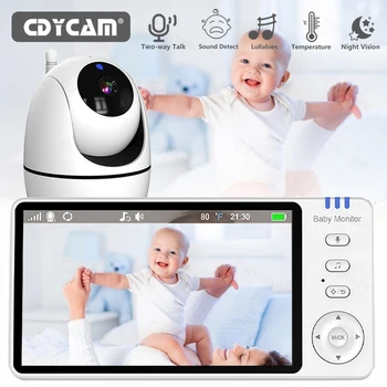 5-Zoll-Video-Babyphone mit Kamera, PTZ-Zoom, Babyphone-Kamera, Sicherheitsschutz, Überwachungskameras