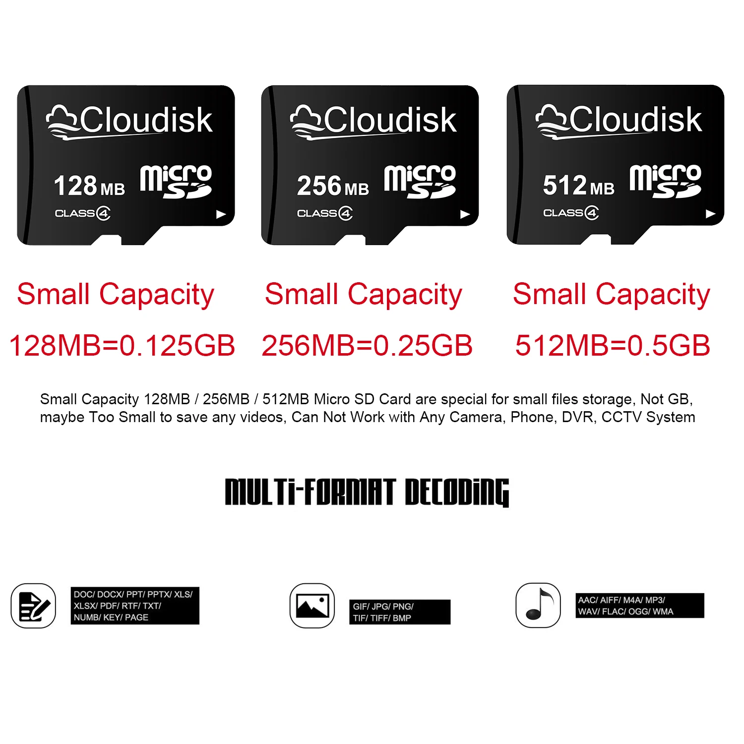Cloudisk Micro-SD-Karte mit geringer Kapazität, 128 MB, 256 – Bild 2