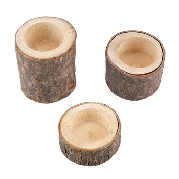 Kerzenhalter aus Holz, Holzscheit-Kerzenständer, Holzstapel-Kerzenhalter, Kerzenständer, Blumentopf-Ornament