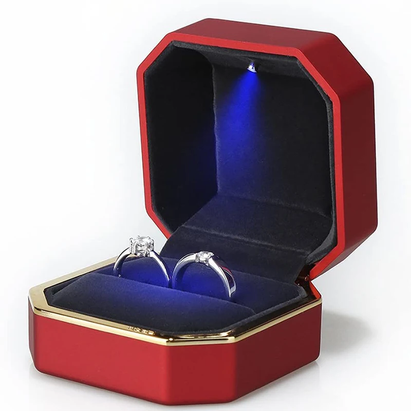 1 Stück LED Schmuck Ring Box Luxus Samt Gummi Halskette – Bild 5