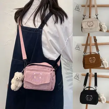 Frauen Satchel Cartoon Bär Druck Schulter Taschen Handtaschen Student Totes Messenger Tasche Cord frauen