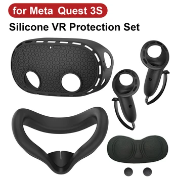 5 IN 1 Silikonhülle für Meta Quest 3S VR-Schutz, Objektivdeckel, weiche Griffabdeckung, stoßfest, langlebig