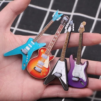 Puppe Mini Simulation E-Gitarre Beliebte Gitarre Miniatur Szene Requisiten Match Modell Zubehör