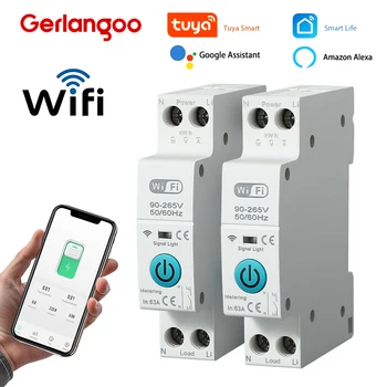 Tuya WiFi Smart Circuit Breaker MCB 1P + N 63A Timer Power Energie kWh Spannung Strom Meter Protector Stimme