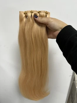 Clip-in und Tape-in Haarverlängerungen, Glatte Clip-in Echthaar-Extensions, 6 Stück Clip-in PU