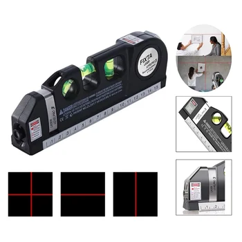 Laser Level Mehrzweck-Linienlaser-Nivellierwerkzeug Kreuzlinienlaser mit 8 Fuß 2,5 m Standard-Maßband