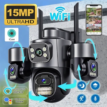 15MP Sicherheitskamera ICsee mit 3 HD-Bildschirmen, automatischer Verfolgung, WLAN, IP-Kamera für den