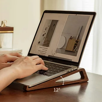 Tragbarer, faltbarer Laptopständer aus Holz, ergonomisch 12 ° Einstellbarer Winkel, dreieckiges