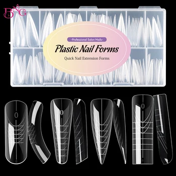 BNG Breite Größe Dual Forms Nägel Quadratischer Sarg Mandel Nagelverlängerungsform Falsche Nagelspitzen UV Gel