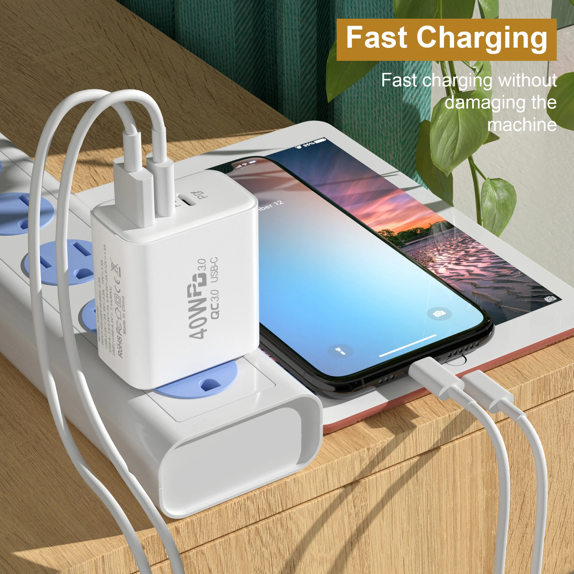 USB-C Ladegerät 60 W mit 3 Ports, PD – Bild 2