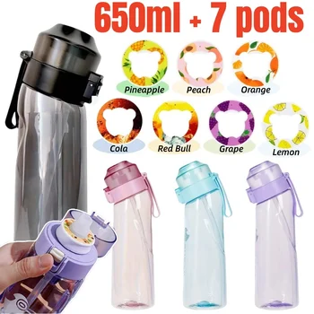 650ml/22oz Sportwasserflasche mit 7 Fruchtgeschmack-Pods, tragbare Fitnessflaschen für Outdoor-Aktivitäten