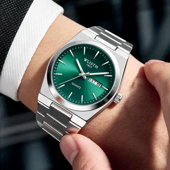 Herrenuhr Quarzuhr Luxus Wasserdicht Leuchtend Datum Woche Edelstahl Herrenuhr Männliche Relógios Masculino