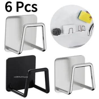 Küche Edelstahl Waschbecken Schwämme Halter Selbstklebende Ablauf Trocknen Rack Küche Wand Haken Zubehör