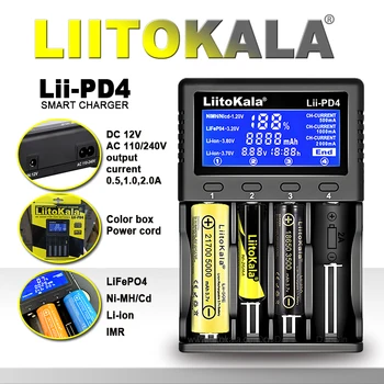 LiitoKala Lii-PD4/PD2 AC PD Ladegerät LCD Schnellladung 4/2-Bay für 21700/18650/AA/AAA Multi-Protection