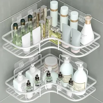 Eck-Duschregal aus Edelstahl - rostfreies, wandmontiertes Badezimmer-Aufbewahrungsregal für Shampoo, Toner
