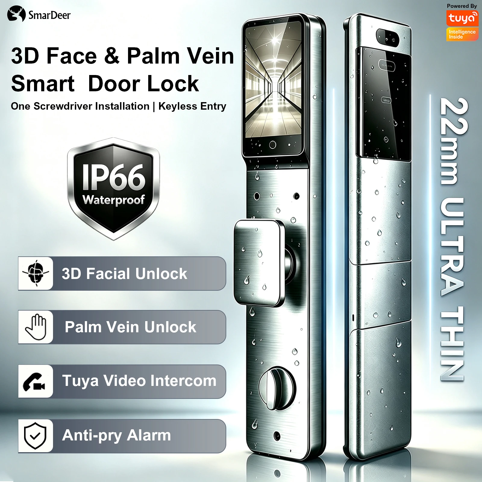 SmarDeer Smart Door Lock 3D-Gesichts- und Handvenenerkennung
