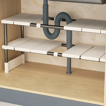 Verstellbares Aufbewahrungsregal unter der Spüle, erweiterbarer Küchen- und Badezimmerschrank-Organizer