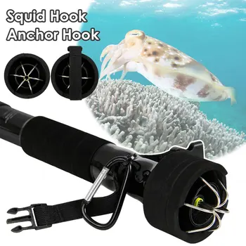 3/4 m Teleskop Angeln Eging Tintenfisch Gaff Anker Haken Carbon Edelstahl 6 Haken Rui Tintenfisch Aconitic