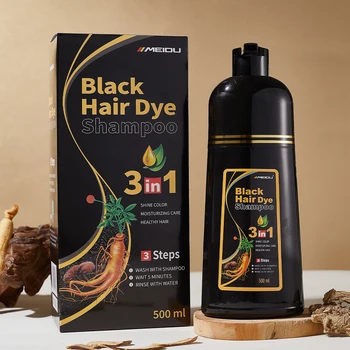 Meidu 3-in-1 Haarfärbeshampoo Einfach zu Verwenden Feuchtigkeitsspendende & Gesunde Haarpflege für Natürliche