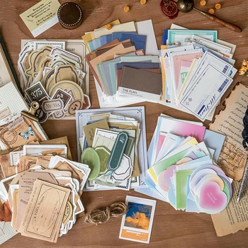 Vintage-Dekorationspapier, DIY-Scrapbooking-Material, Etiketten, Papier für Tagebuch, Notizbuch (100 Stück)