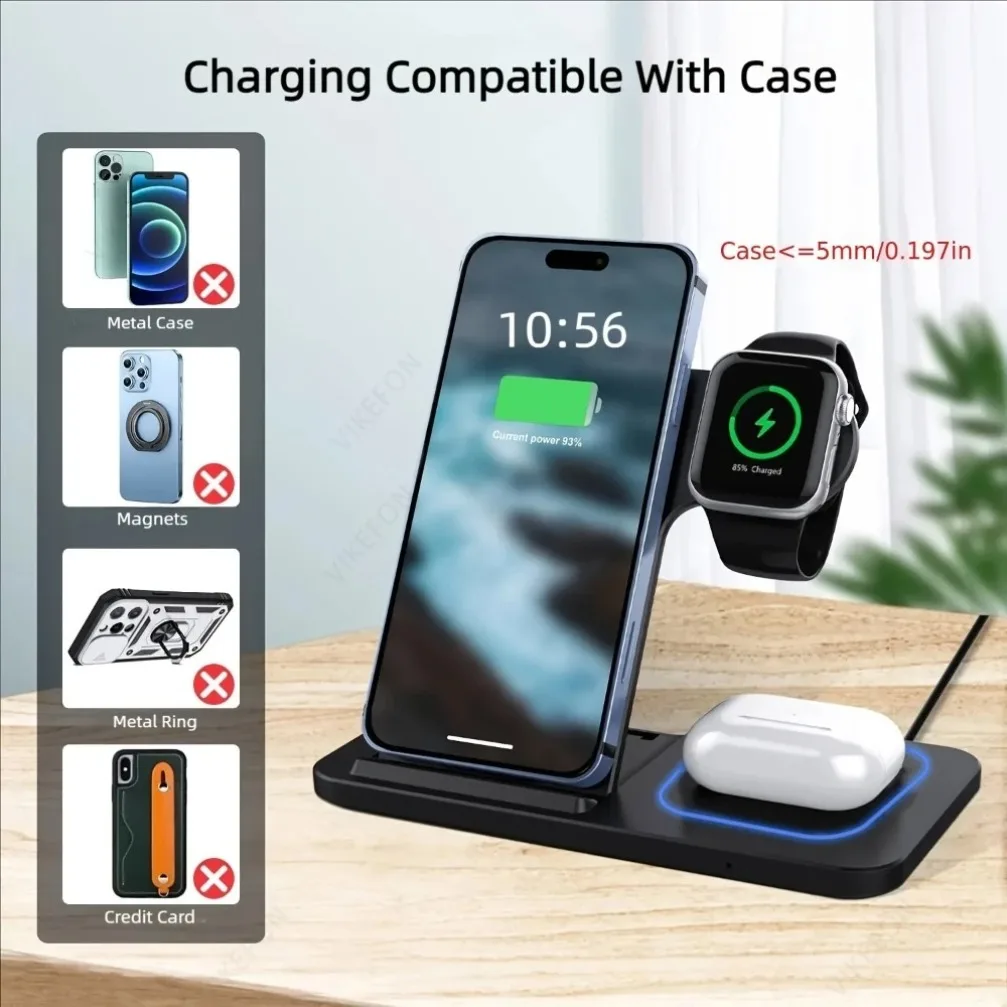 Faltbare 3-in-1 kabellose Ladestation für iPhone, Apple Watch – Bild 3