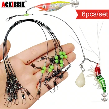 20cm Tintenfisch-Angelvorrichtung mit Leuchtperlen und Wirbel-Schnappverschluss für Oktopus (6 Stück)