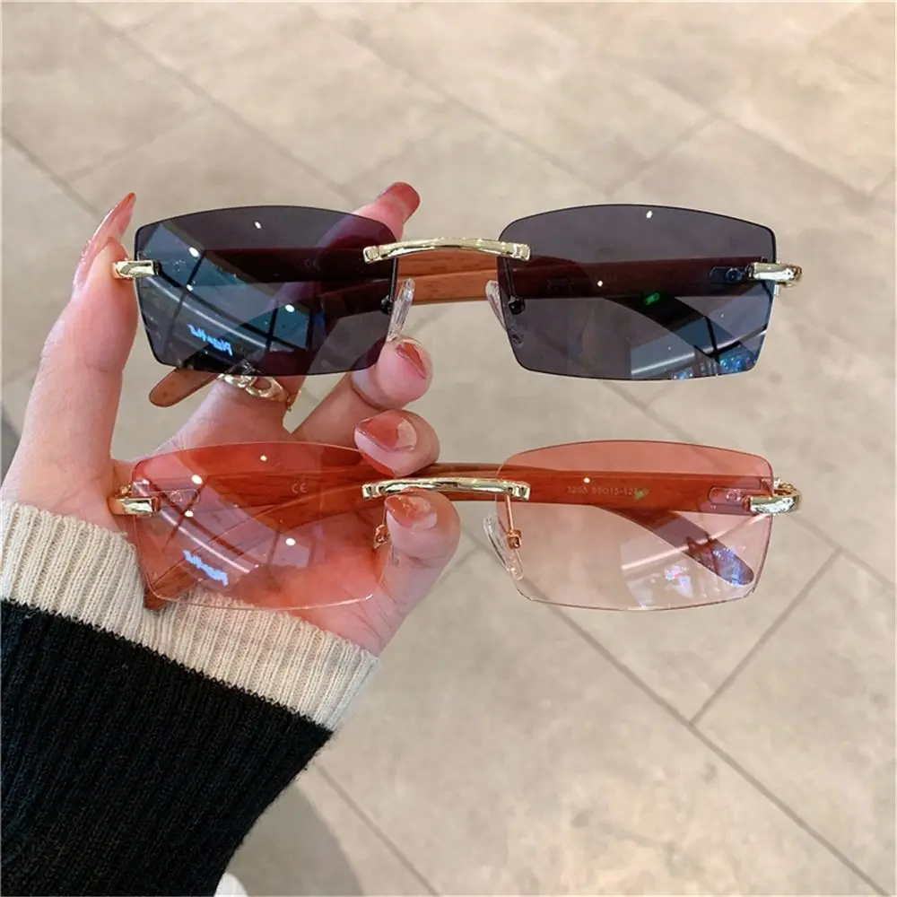 Trendige Punk-Sonnenbrille, randlose rechteckige Sonnenbrille – Bild 4