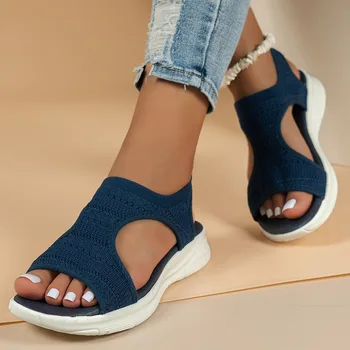 Damenschuhe 2025, Sommer, bequeme, lässige Sportsandalen, Damen-Strand-Keilsandalen