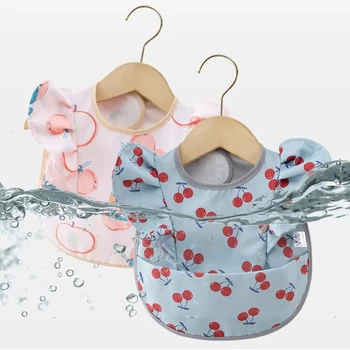 Baby-Esslätzchen, wasserdicht, schmutzabweisend, kein Waschen, kurze Ärmel, mit Tasche, Lätzchen, leicht