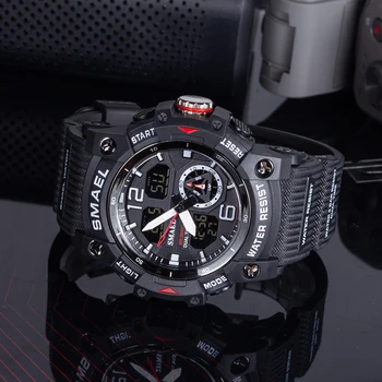 SMAEL Sportuhr, Militär-Armbanduhr für Herren, Alarm, Stoppuhr, LED, digitale Hintergrundbeleuchtung