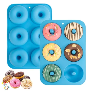 Hitzebeständige Silikon-Donutform für 6 Donuts, lebensmittelechte Silikon-Bagelsform zum Backen