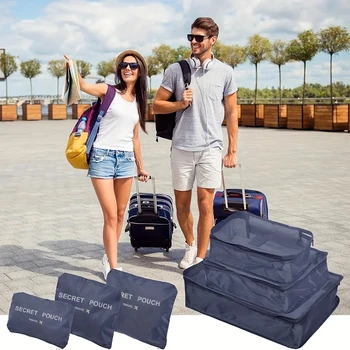 Reise-Organizer-Set - strapazierfähiger Oxford-Stoff, modische Damen-Packwürfel für Kleidung (6 Stück)