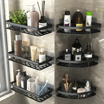 Bad Regal Küche Lagerung Veranstalter Aluminium legierung Shampoo Rack Dusch regal Bad zubehör kein Bohr regal