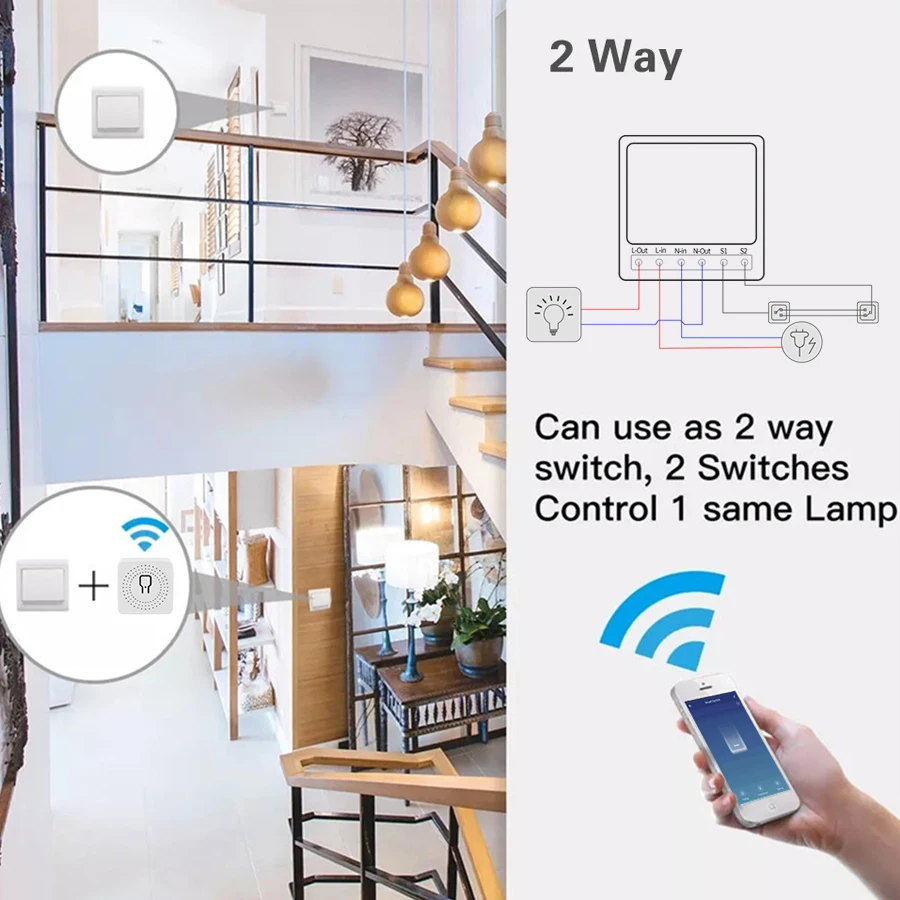 16A 20A Tuya WiFi Smart Switch 2-Wege-Steuerung Mini Smart – Bild 2