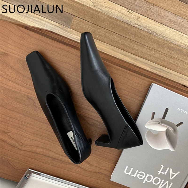 Suojialun Herbst Frauen Pumps Schuhe Mode flachen Slip auf – Bild 4