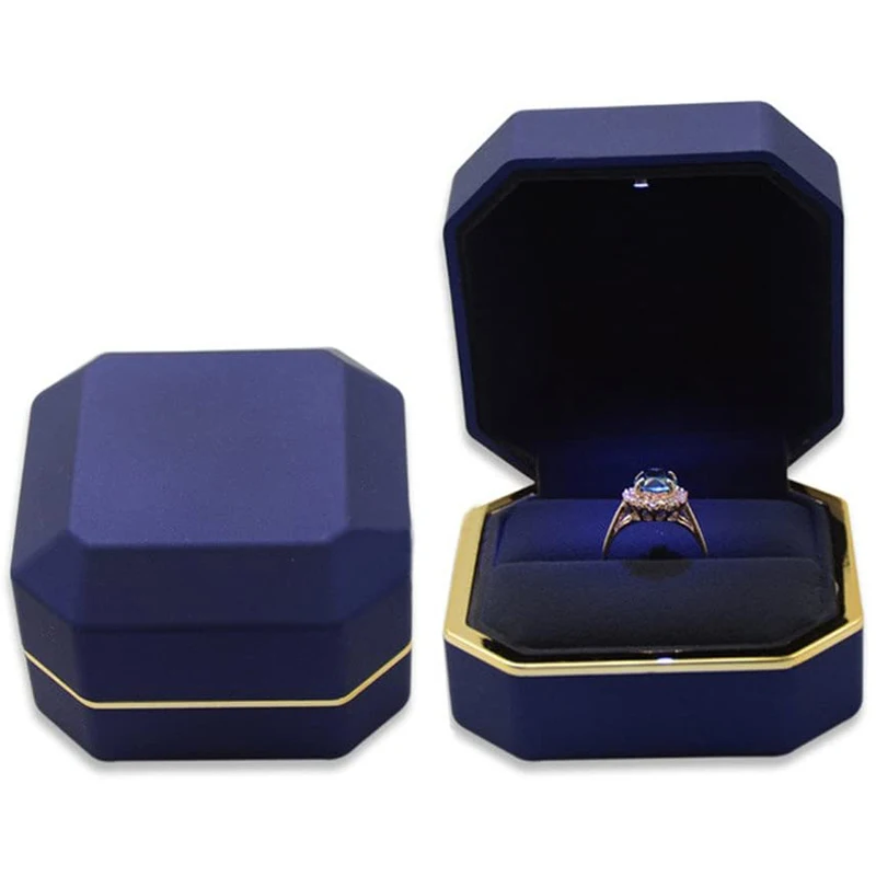 1 Stück LED Schmuck Ring Box Luxus Samt Gummi Halskette – Bild 2