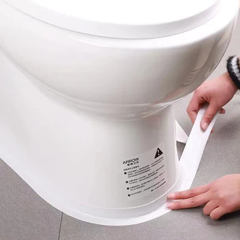 1 Rolle wasserdichter und schimmelresistenter Toiletten-Dichtungsstreifen, selbstklebendes Dichtungsband