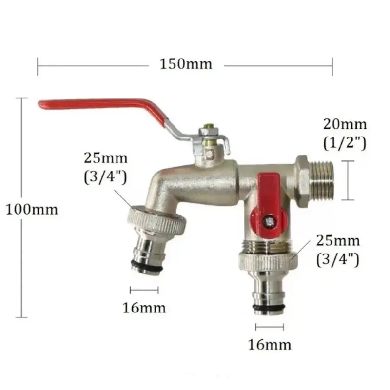 Gartengeräte Messing Wasserhahn 1/2" Außen- und Innenbereich – Bild 2