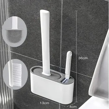 Wandbehang Toilettenreinigung WC-Bürstenhalter Langstieliges Silikon Wasserdicht Schnell trocknend Weiche
