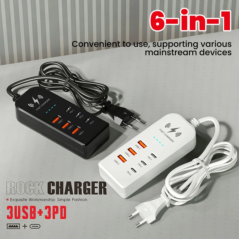 Steckdosenleiste mit 3 USB und 3 USB-C, Schnellladen